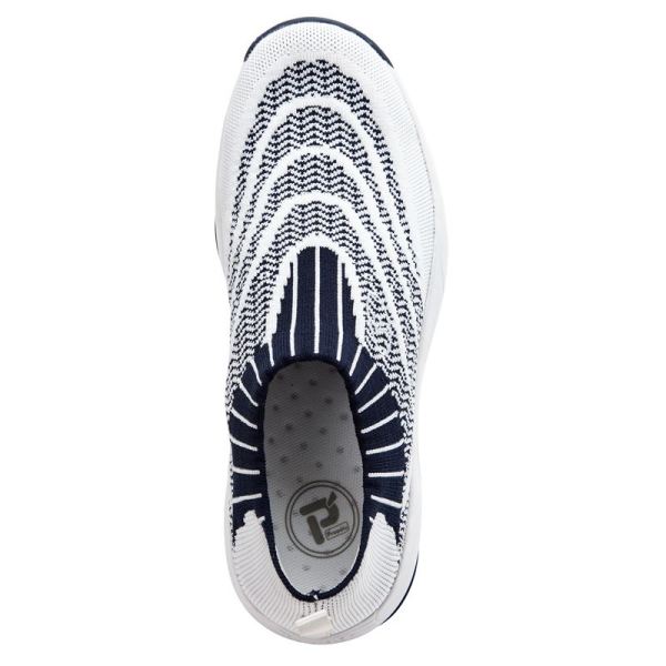 Propet-Women's Wash N Wear Slip-On Knit-White/Navy