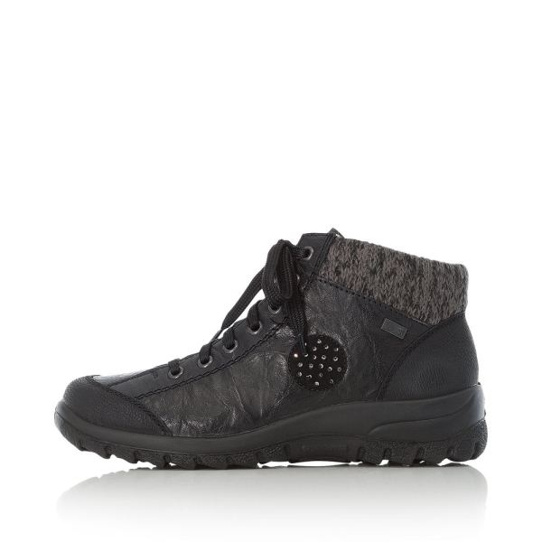 Rieker Leather Women's short boots| L7110 Ankle Boots - Black | Free Delivery