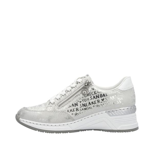 Rieker Women's shoes | Style N4316 Athletic Lace-up with zip - Beige Combination | Free Delivery