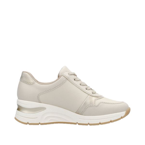 Rieker Women's shoes | Style N9301 Athletic Lace-up with zip - Beige | Free Delivery
