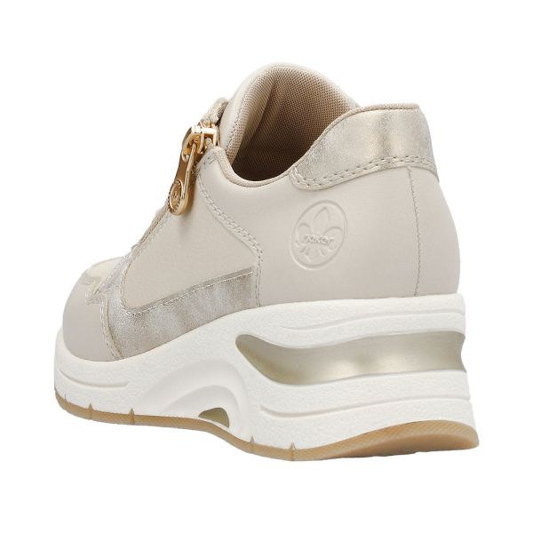 Rieker Women's shoes | Style N9301 Athletic Lace-up with zip - Beige | Free Delivery