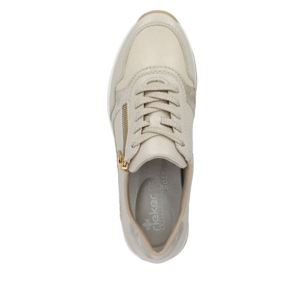 Rieker Women's shoes | Style N9301 Athletic Lace-up with zip - Beige | Free Delivery