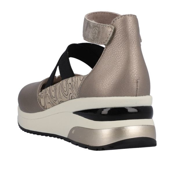 Remonte Women's shoes | Style D2411 Athletic Ballerina with Strap - Metallic | Free Delivery