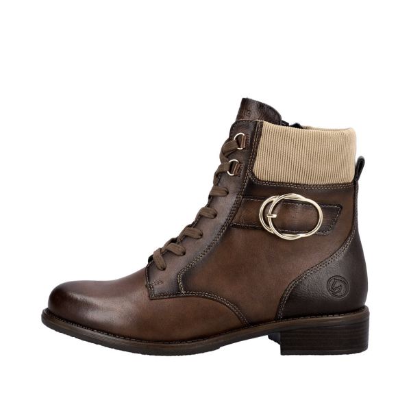 Remonte Leather Women's mid height boots| D0F76 Mid-height Boots - Brown Combination | Free Delivery