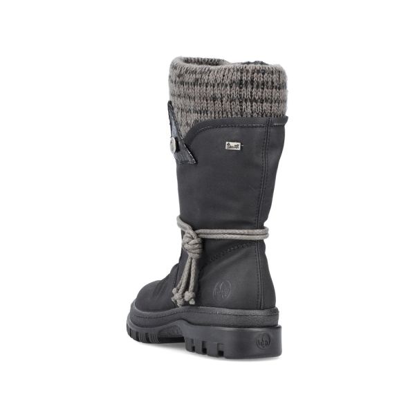 Rieker Synthetic leather Women's mid height boots | X8283-60 Mid-height Boots Flip Grip - Black | Free Delivery
