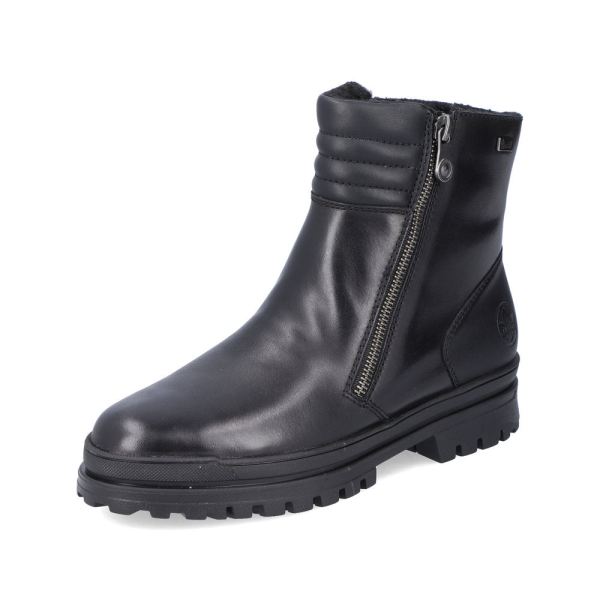 Rieker Leather Women's short boots | Z5452 Ankle Boots. Flip Grip - Black | Free Delivery