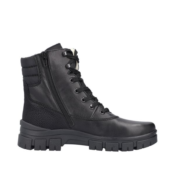 Rieker Leather Women's short boots. Z1042 Ankle Boots. Fiber Grip - Black | Free Delivery