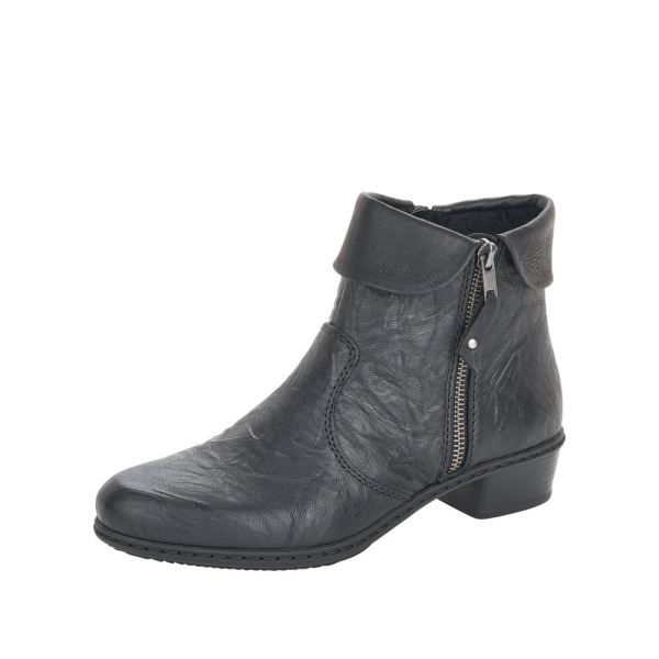 Rieker Leather Women's short boots| Y07A8 Ankle Boots - Black | Free Delivery