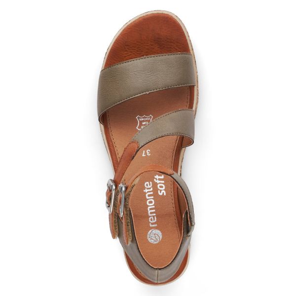 Remonte Women's sandals | Style D3052 Casual Sandal - Green Combination | Free Delivery