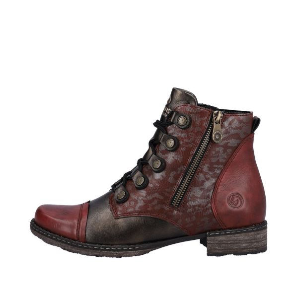 Remonte Synthetic Material Women's mid height boots| D4391 Mid-height Boots - Red Combination | Free Delivery
