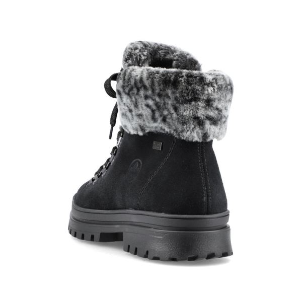 Rieker Suede leather Women's Short Boots | Z5420 Ankle Boots Flip Grip - Black | Free Delivery