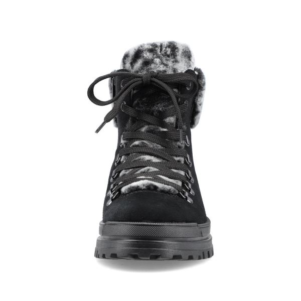 Rieker Suede leather Women's Short Boots | Z5420 Ankle Boots Flip Grip - Black | Free Delivery