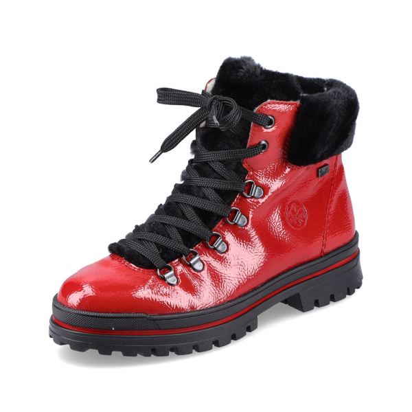Rieker Suede leather Women's Short Boots | Z5420 Ankle Boots Flip Grip - Red | Free Delivery