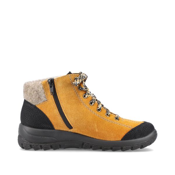 Rieker Suede leather Women's short boots| L7132 Ankle Boots - Yellow Combination | Free Delivery