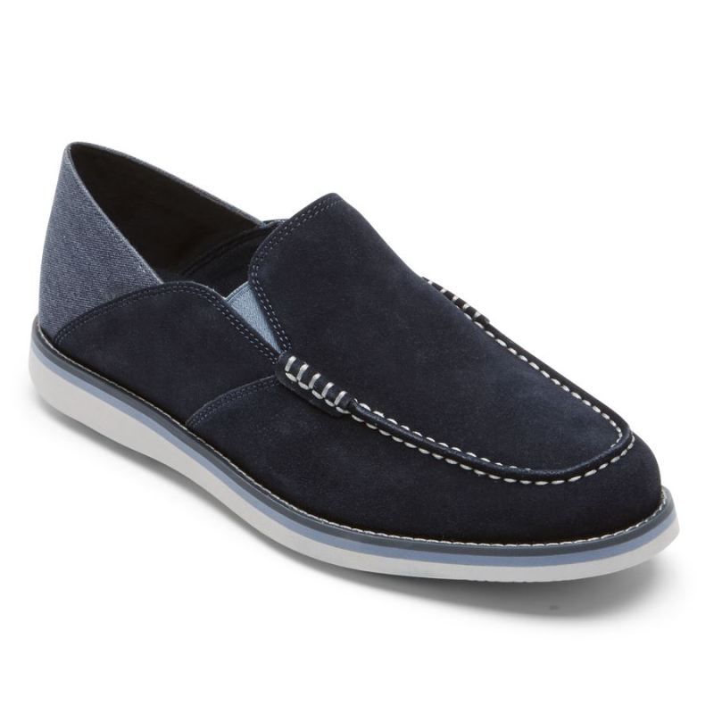 ROCKPORT - MEN'S TUCKER VENETIAN CRUSH BACK LOAFER-NEW DRESS BLUES