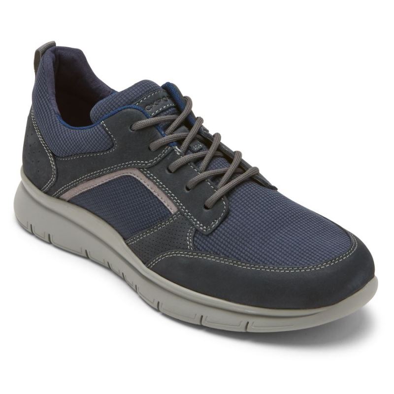 ROCKPORT - MEN'S PRIMETIME CASUAL MUDGUARD SNEAKER-NAVY MESH LEATHER