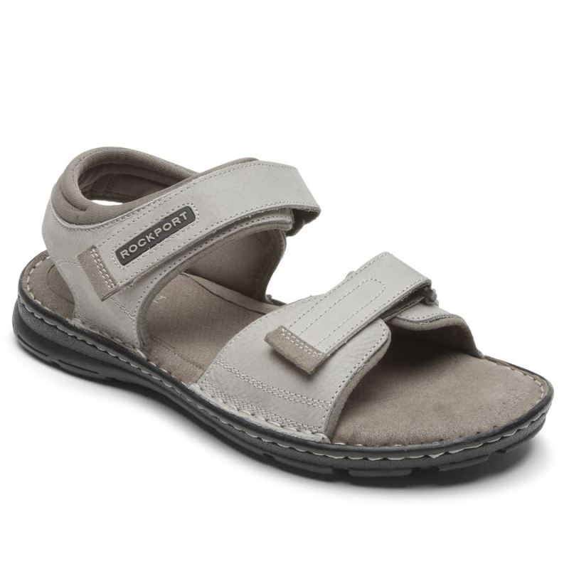 ROCKPORT - MEN'S DARWYN QUARTER-STRAP SANDAL-STONE NUBUCK