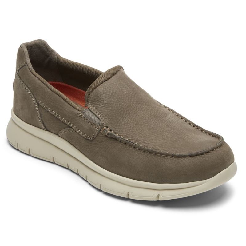 ROCKPORT - MEN'S PRIMETIME MOC SLIP-ON-BREEN NUBUCK