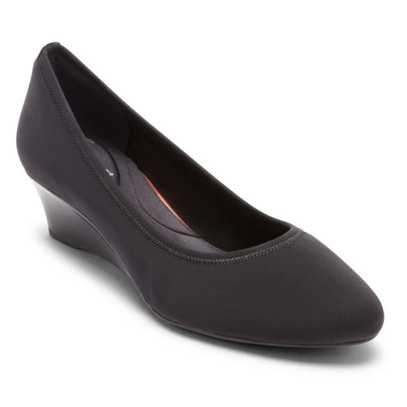 ROCKPORT - WOMEN'S TOTAL MOTION CERELIA GORE WEDGE-BLACK LYCRA