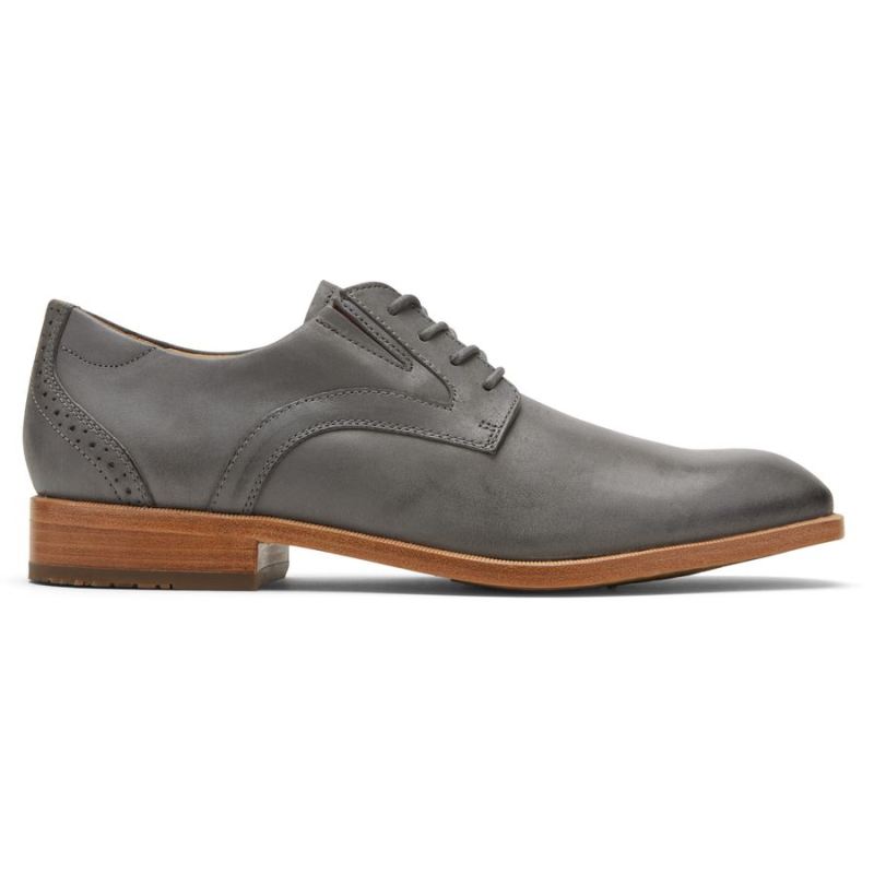 ROCKPORT - MEN'S TOTAL MOTION OFFICE PLAIN TOE OXFORD-STEEL GREY