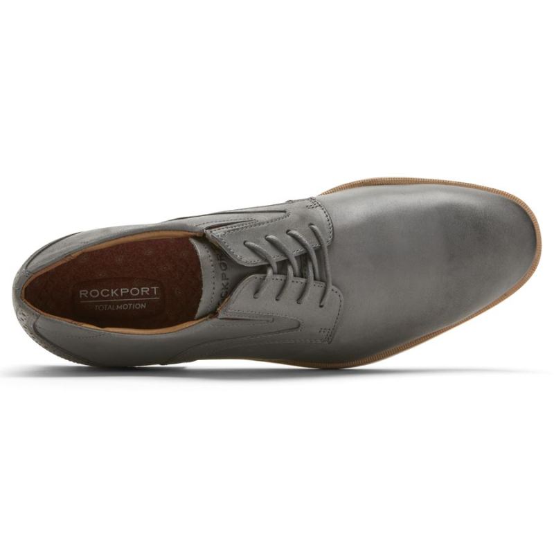 ROCKPORT - MEN'S TOTAL MOTION OFFICE PLAIN TOE OXFORD-STEEL GREY