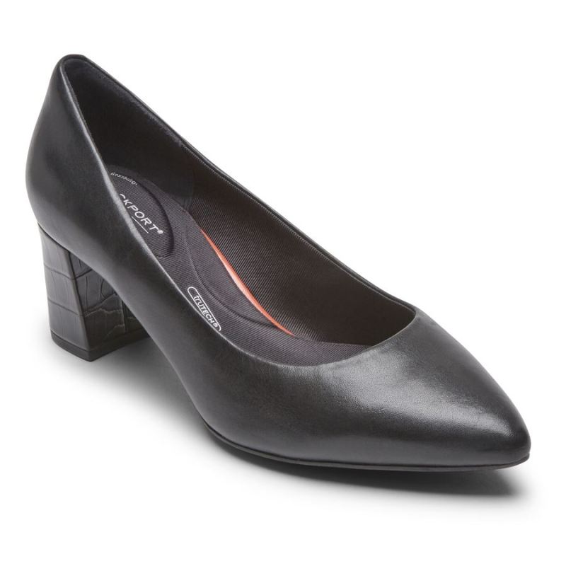 ROCKPORT - WOMEN'S TOTAL MOTION CAYLEEN HEEL-BLACK LEATHER CROCO