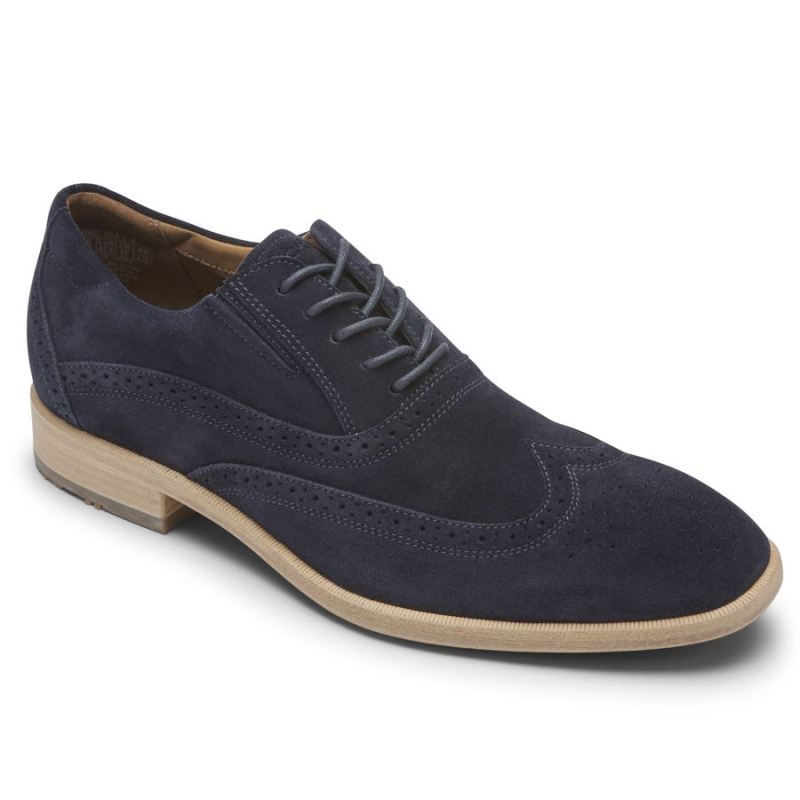 ROCKPORT - MEN'S TOTAL MOTION OFFICE WINGTIP-NAVY SUEDE