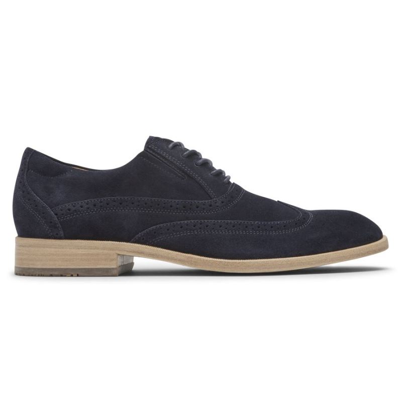 ROCKPORT - MEN'S TOTAL MOTION OFFICE WINGTIP-NAVY SUEDE