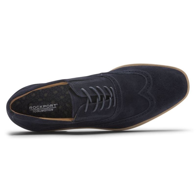 ROCKPORT - MEN'S TOTAL MOTION OFFICE WINGTIP-NAVY SUEDE