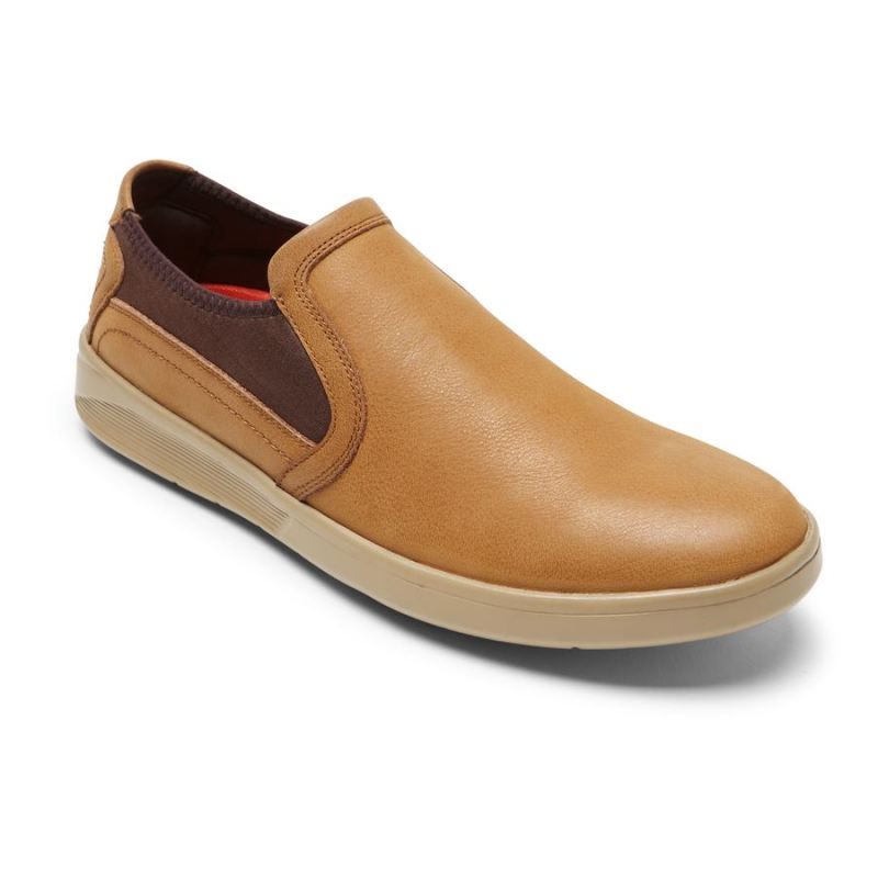 ROCKPORT - MEN'S CALDWELL TWIN GORE SLIP-ON-DESERT LEATHER