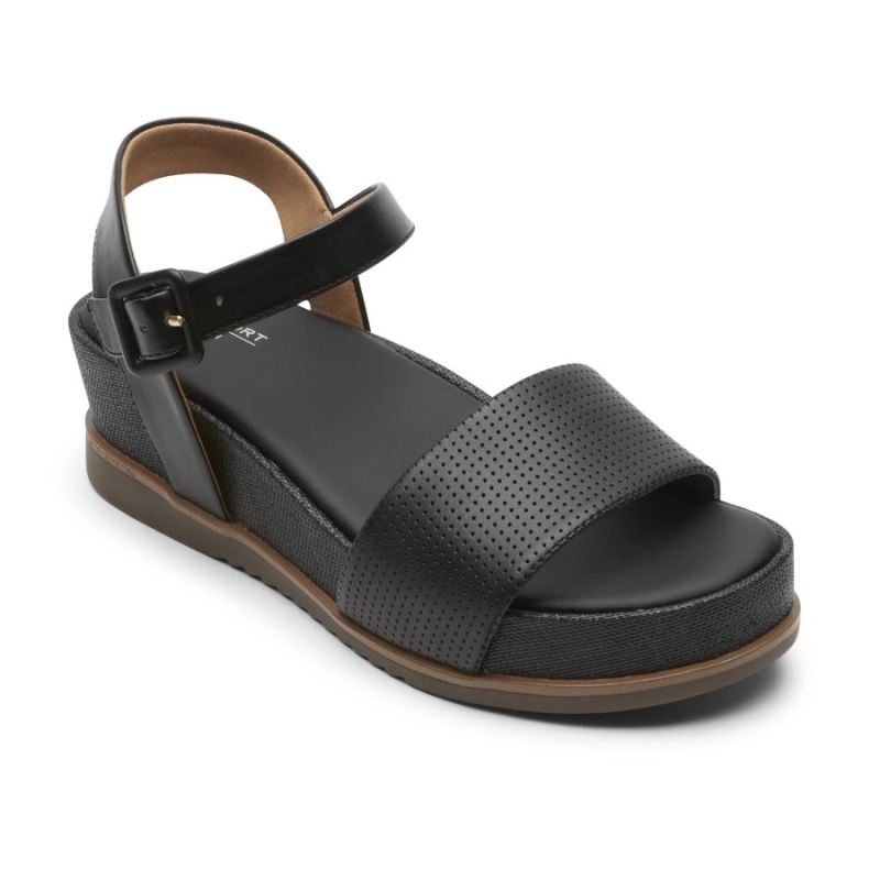 ROCKPORT - WOMEN'S DELANIE SANDAL-BLACK
