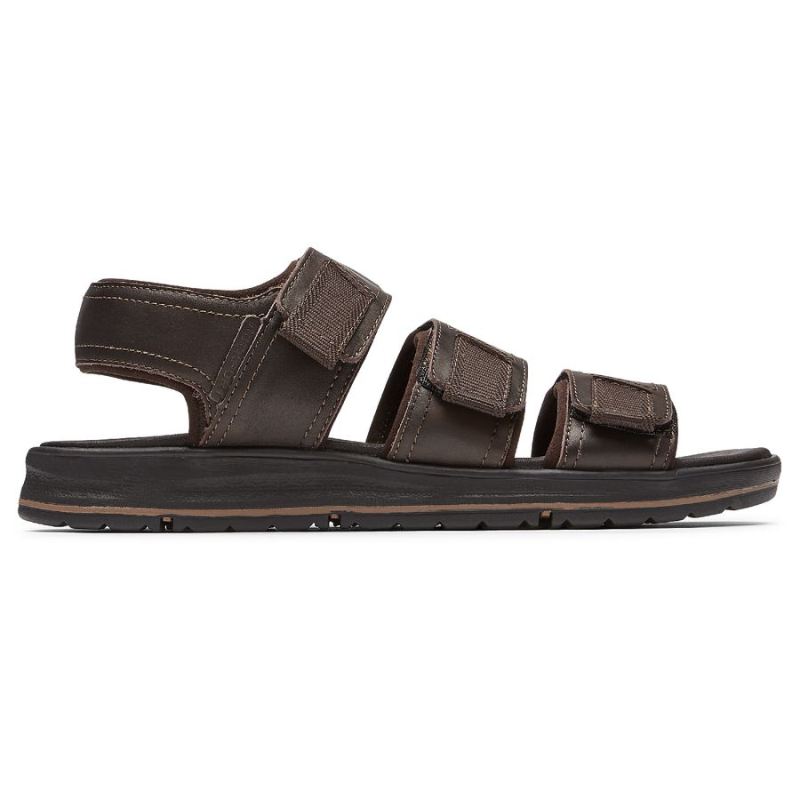 ROCKPORT - MEN'S LUCKY BAY DRESS 3-BAND SANDAL-BROWN