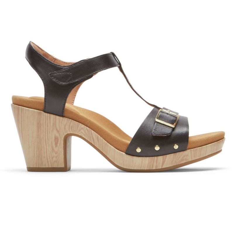 ROCKPORT - WOMEN'S VIVIANNE T-STRAP SANDAL-BLACK