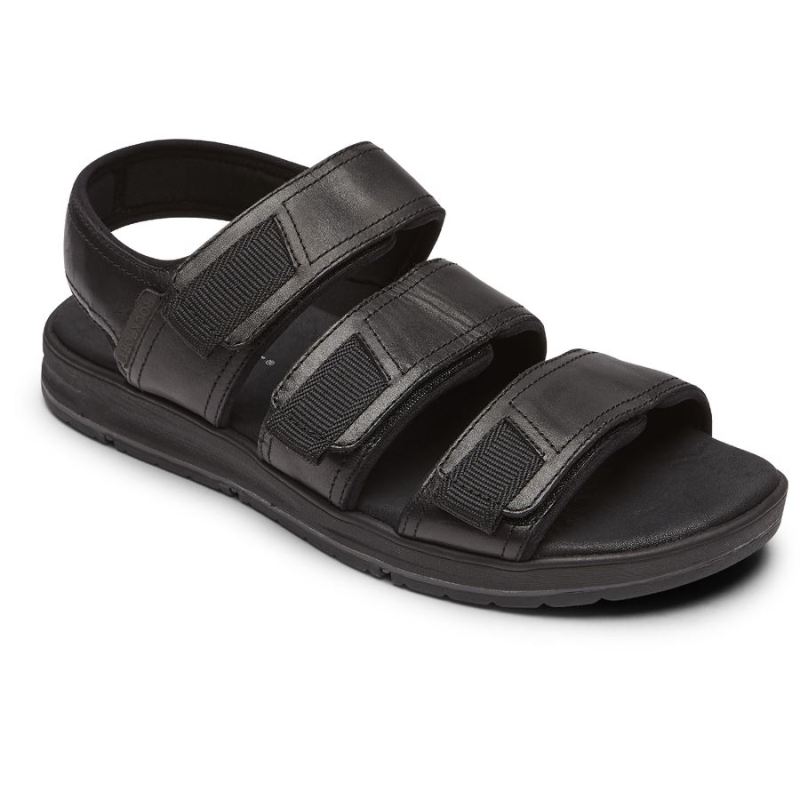 ROCKPORT - MEN'S LUCKY BAY DRESS 3-BAND SANDAL-BLACK