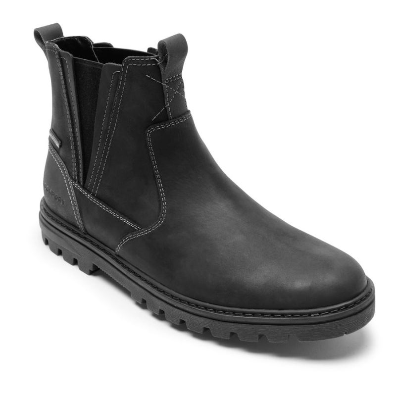 ROCKPORT - MEN'S WEATHER OR NOT CHELSEA BOOT-WATERPROOF-BLACK LEATHER/SUEDE