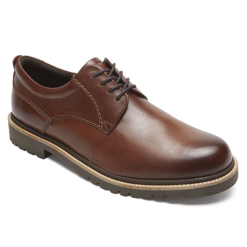 ROCKPORT - MEN'S MARSHALL PLAIN TOE OXFORD-DARK BROWN LEATHER