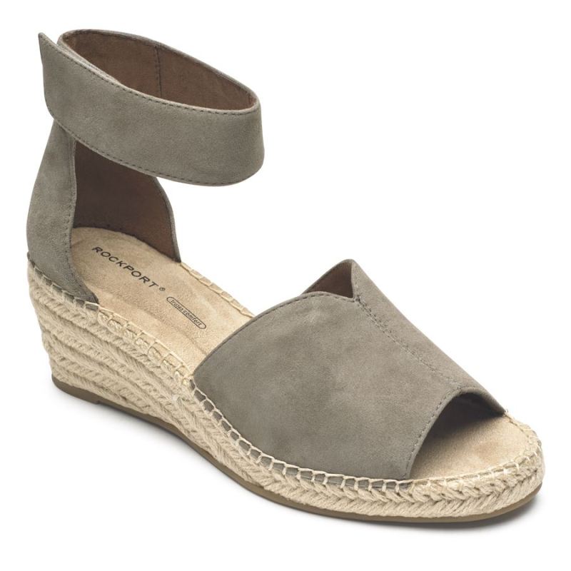 ROCKPORT - WOMEN'S MARAH PEEP TOE WEDGE SANDAL-TAUPE