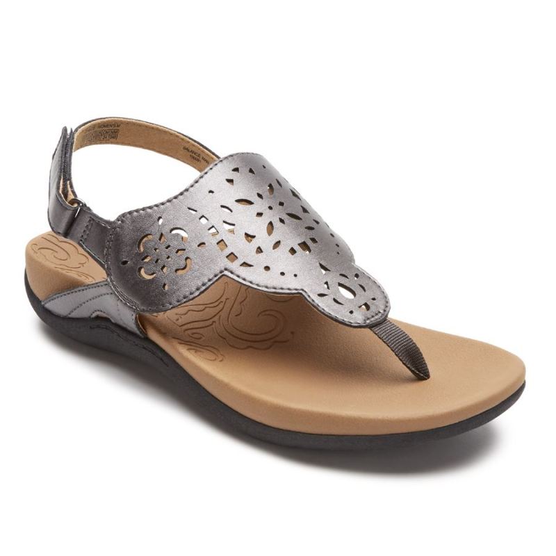 ROCKPORT - RIDGE CIRCLE CUTOUT THONG SANDAL-PEWTER