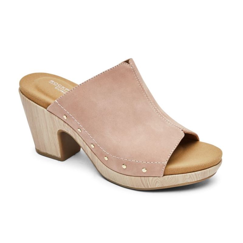 ROCKPORT - WOMEN'S VIVIANNE SLIDE SANDAL-TUSCANY PINK STUDDED