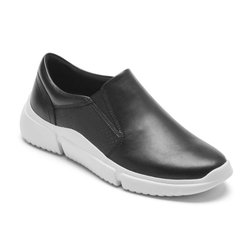 ROCKPORT - WOMEN'S R-EVOLUTION WASHABLE SLIP-ON SNEAKER-BLACK WASHABLE W/WHITE SOLE