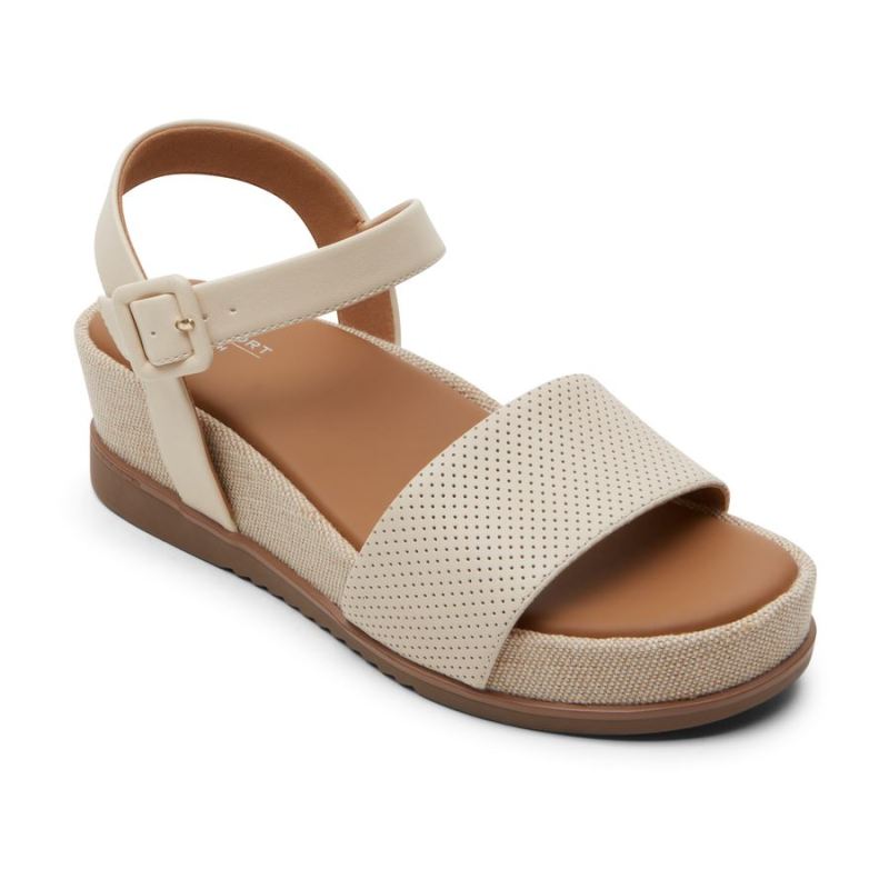 ROCKPORT - WOMEN'S DELANIE SANDAL-VANILLA
