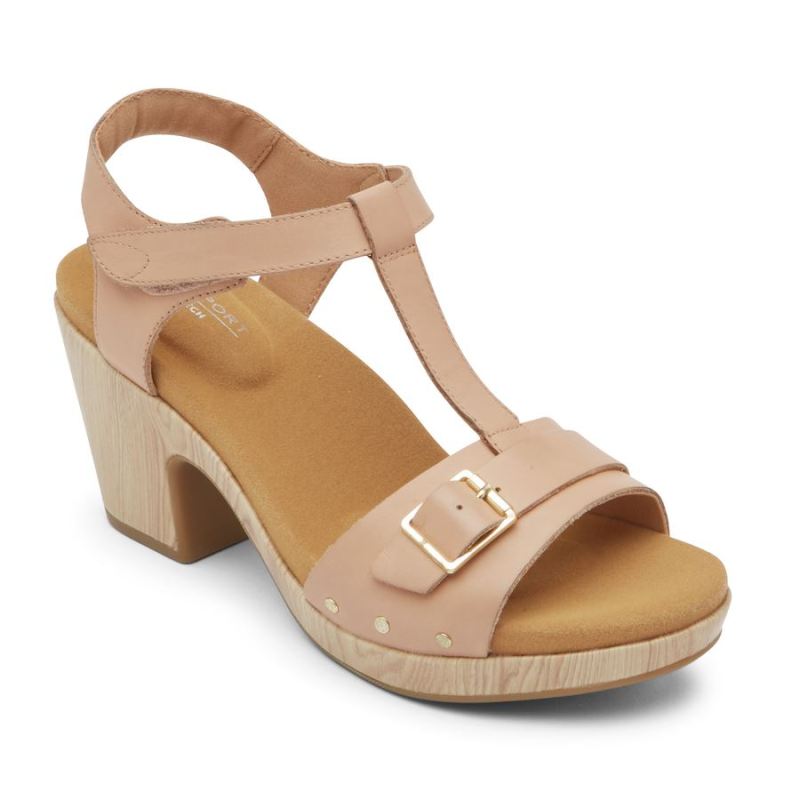 ROCKPORT - WOMEN'S VIVIANNE T-STRAP SANDAL-MACADAMIA