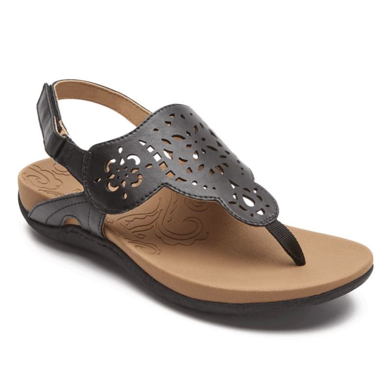 ROCKPORT - RIDGE CIRCLE CUTOUT THONG SANDAL-BLACK
