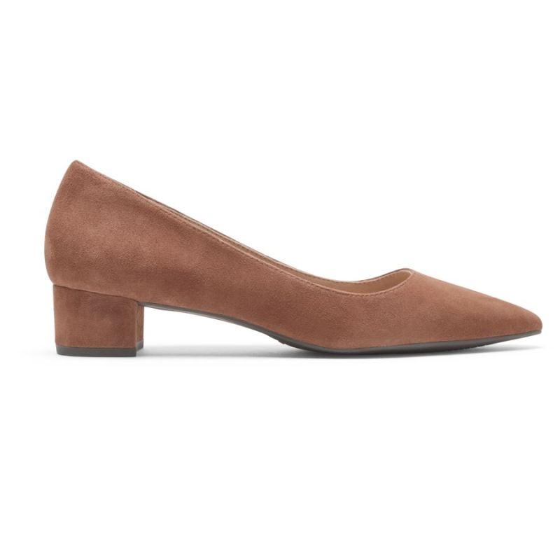 ROCKPORT - WOMEN'S TOTAL MOTION GRACIE PLAIN HEEL-BOURBON SUEDE