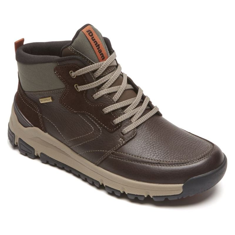 ROCKPORT - MEN'S GLASTONBURY MID-BOOT-WATERPROOF-BROWN LEATHER/SUEDE