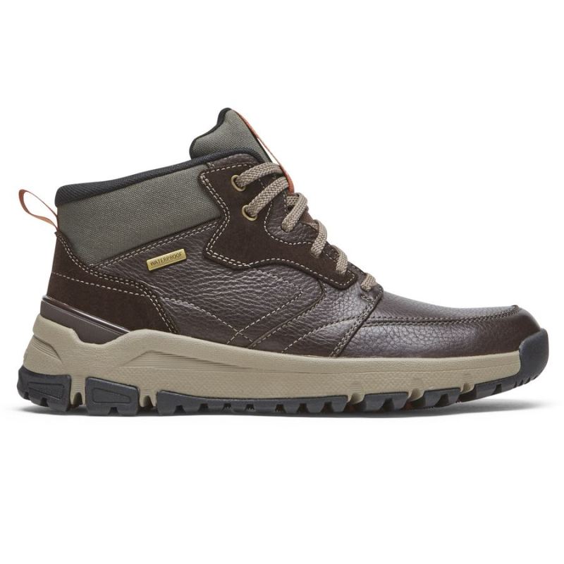 ROCKPORT - MEN'S GLASTONBURY MID-BOOT-WATERPROOF-BROWN LEATHER/SUEDE