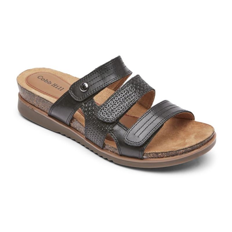 ROCKPORT - WOMEN'S COBB HILL MAY SLIDE SANDAL-BLACK