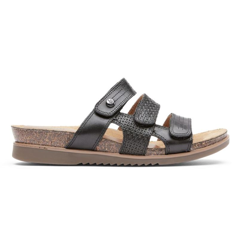 ROCKPORT - WOMEN'S COBB HILL MAY SLIDE SANDAL-BLACK