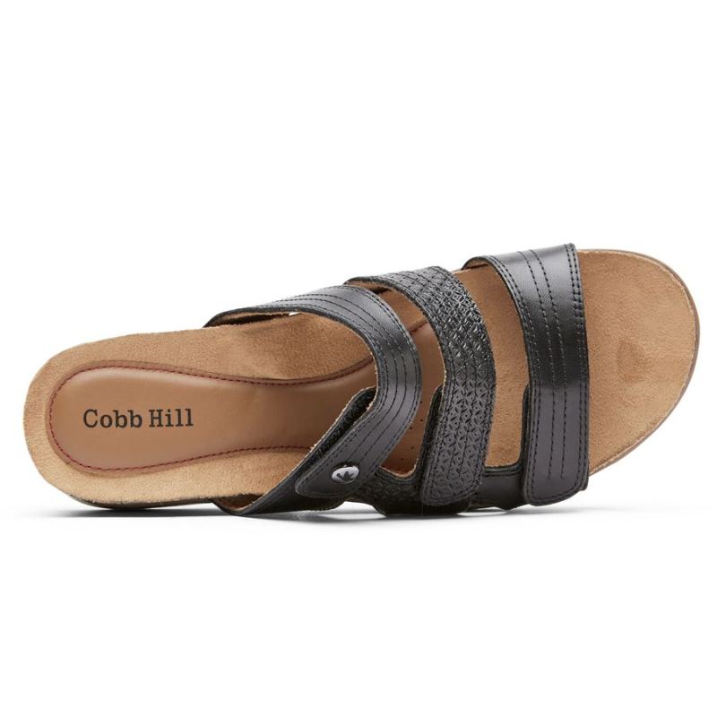 ROCKPORT - WOMEN'S COBB HILL MAY SLIDE SANDAL-BLACK