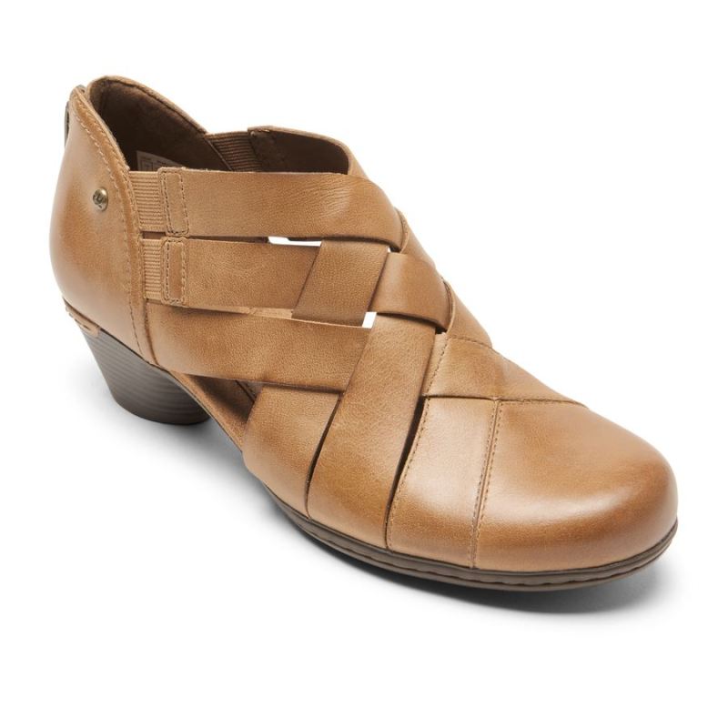 ROCKPORT - WOMEN'S COBB HILL LAUREL WOVEN BOOTIE-TAN